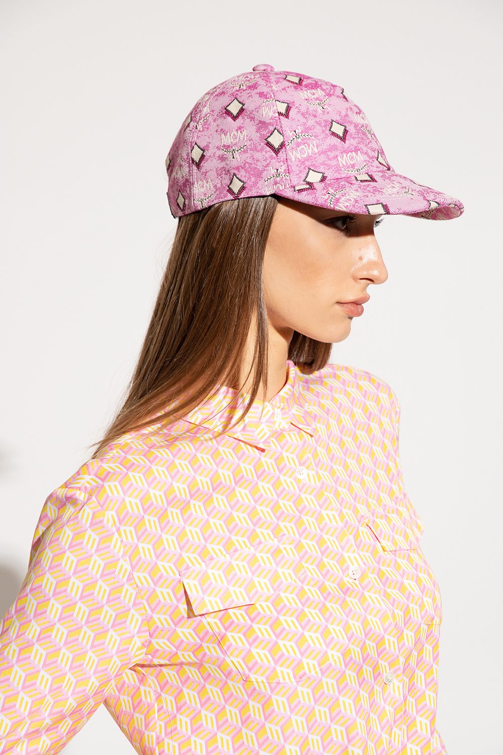 Pink mcm outlet hat